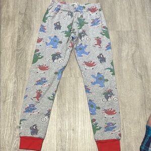 Gray Pajama Pants with Colorful Monster Print